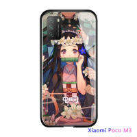 UCUC เคสโทรศัพท์เคสสำหรับ Xiaomi POCO M3 Mi PocoM3กันกระแทกอะนิเมะเคสมือถือ เคสโทรศัพท์ เคสหญิงDemon Slayerเคสโทรศัพท์Kimetsuไม่มีYaiba Tanjirou Nezuko Glossyกระจกเทมเปอร์ปลอก