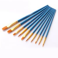 10Pcs Nylon Hair Acrylic Copper Paint Brush Watercolor Flabellum Pointed Tip Artists Set Painting Brush Set Art Supplies