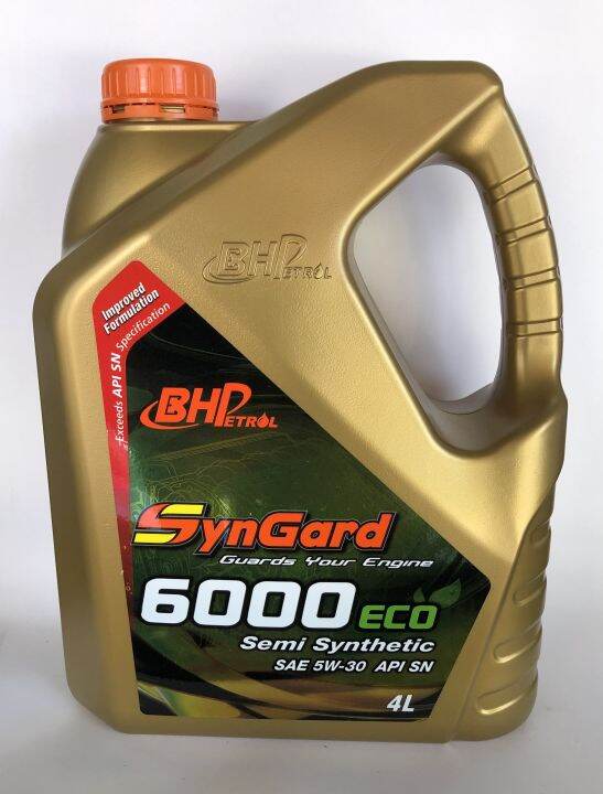 4 LITER BHP 5W30 SEMI SYNTHETIC ENGINE OIL SYNGARD 6000 ECO APISN 4L