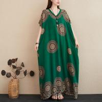 Oversized Polka Dot Green Summer Dress Maxi Ladies Dresses for Women Cotton Long Robe Femme Oversized Dress 2021