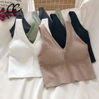 Sexy Push UP Bra Woven Wrapped Top Underwear V-Tie Bra Pad Wireless Sports Bra Camisole Crochet Top Tank Top Padded Knitted