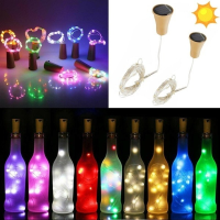 Wine Bottle Light LED Solar Bottle Cap Cork String Light Copper Wire Fairy Light Holiday Christmas Party Wedding Decoration