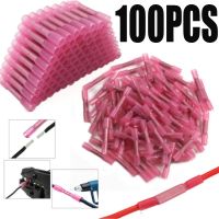 ❒ 100/50PCS 22-18AWG Electrical Heat Shrink Butt Crimp Terminals Red Waterproof Fully Insulated Seal Wire Connectors Assortment