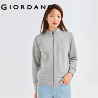 GIORDANO Women Jackets Stand Collar Solid Color Fashion Jackets Comfort Terry Lining Simple Warm Casual Knit Jackets 13373801