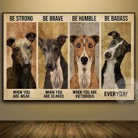 Vintage Greyhound Dogs โปสเตอร์พร้อมคำคมสร้างแรงบันดาลใจ,Art ภาพวาดผ้าใบผนังพิมพ์สำหรับตกแต่งบ้าน