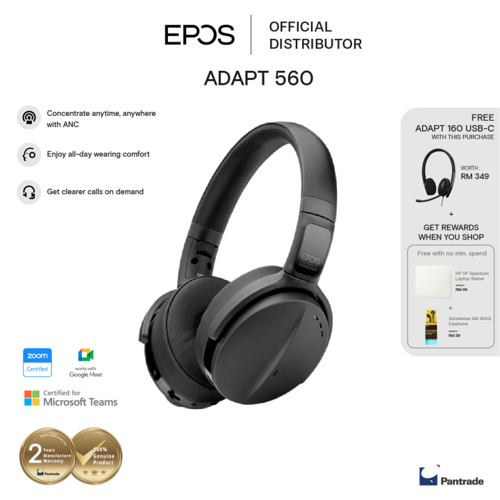 EPOS I SENNHEISER ADAPT 560 On Ear Bluetooth Headset Lazada