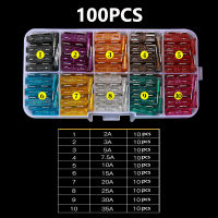 50PCS Car Fuses 2A 3A 5A 7.5A 10A 15A 20A 25A 30A 35A 100PCS Amp Clips With Box Assortment Auto Blade Type Fuse Set Truck Fuse