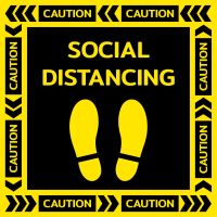 สติกเกอร์ Social Distancing รูปรอยเท้า สีดำเหลือง ราคาถูกสุด เนื้อหนา