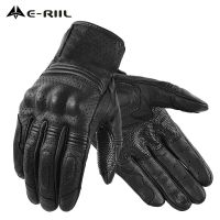 【CW】Retro Real Leather Motorcycle Gloves Moto Waterproof Gloves Full Finger Guants Motorcycle Protective Glove Motocross Gloves Gray