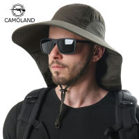 CAMOLAND ฤดูร้อน Sun หมวกคอ Flap กลางแจ้ง UV Protection หมวกตกปลาสำหรับชายหมวกกว้าง Brim เดินป่าหมวกชาวประมง