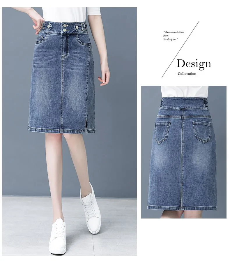 Mid length outlet denim skirts designs