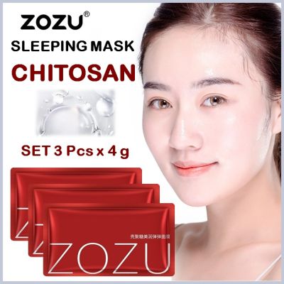 🌜พร้อมส่ง🍑 ZOZU Sleeping mask มาส์กหน้า สูตรไคโตซาน Chitosan (3 ซอง X 4 g)