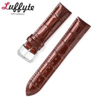 ◑❖ Calfskin Watchbands Bamboo Pattern Strap Watch Accessories 12/14/16/18/20/22 mm Genuine Leather Men Women Wristwatch Band