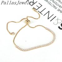 10Pcs, High Quality Gold Color Bracelet CZ Tennis Beads Link Women Jewelry Charm Bracelets Adjust Chain