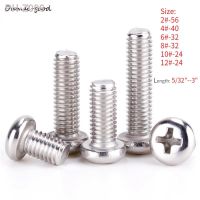 10/50pcs UNC 2 -56 4 -40 6 -32 8 -32 10 -24 12 -24 x 5/32 --3 US Thread 304 Stainless Steel Round Phillips Pan Head Screw Bolts