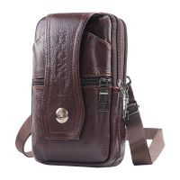 【CC】 Men Crossbody Leather Waist Pack Messenger Multi-Layer Color Shoulder Wallet Coin Purse