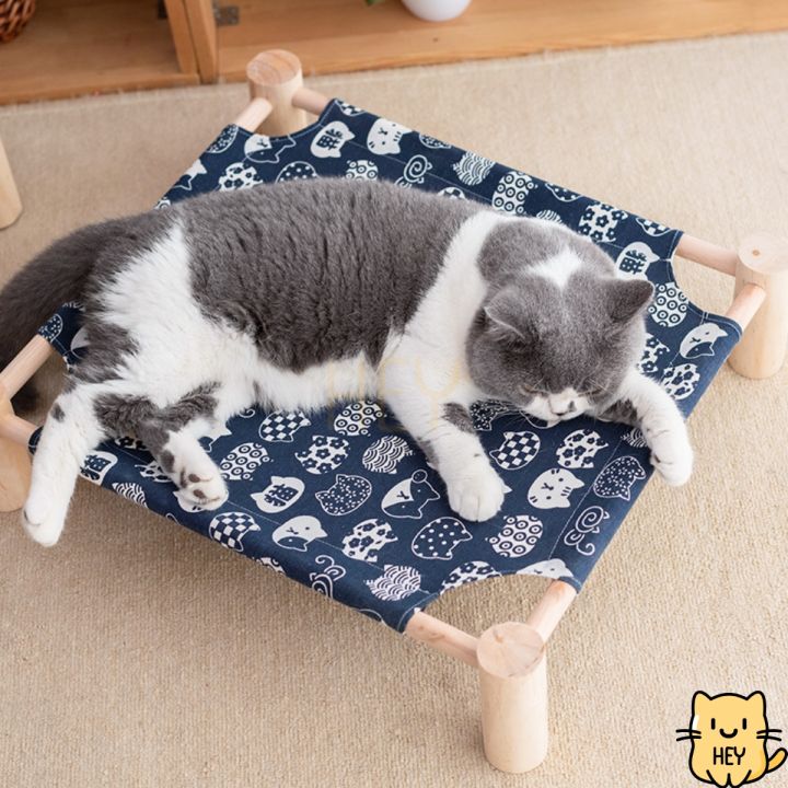 ที่นอนแมวขาไม้-เปลแมวขาไม้-ตั้งพื้น-เตียงนอนแมว-ที่นอนแมว-หมา-เปลแมว-สุนัข