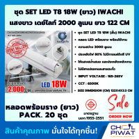 IWACHI หลอดไฟนีออนพร้อมราง LED T8 18 W ชุดหลอดไฟพร้อมราง LED โคมไฟ LED หลอดไฟ LED ฟลูเซ็ท LED โคมไฟสำเร็จรูป T8 18 W (ขาบิดล็อก) แสงสีขาว (DAYLIGHT) (แพ็ค 20 ชุด)