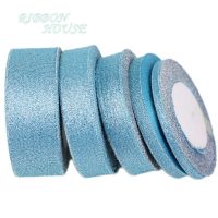 (25 yards/lot)Sky Blue polyester ribbon Christmas packaging ribbon high-grade quality squares ribbon