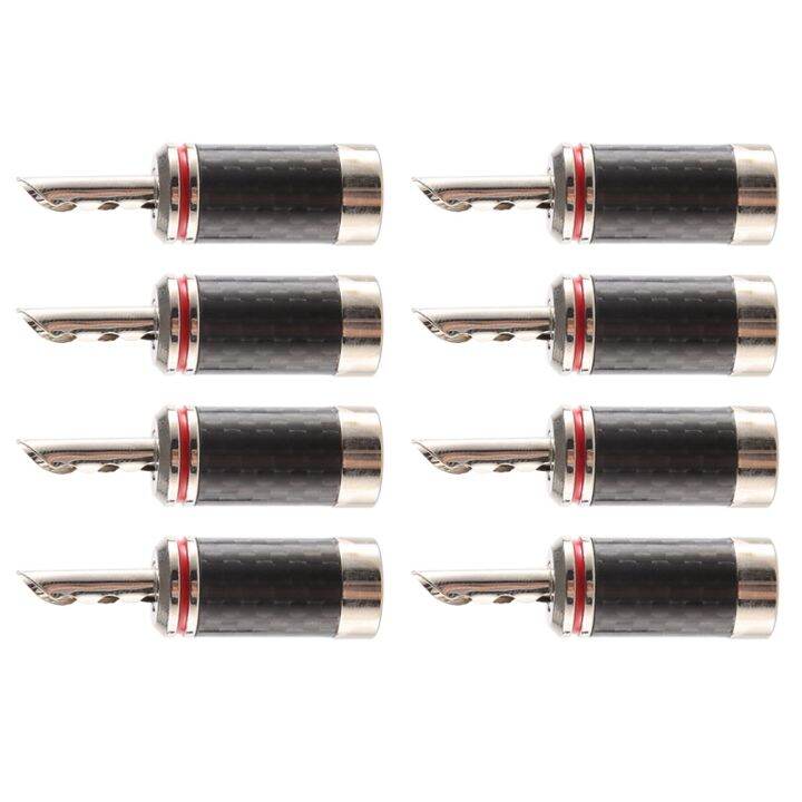 8Pcs Banana Plugs HiEnd HIFI DIY Carbon Fiber Copper Plated Rhodium