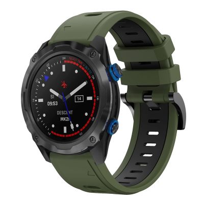 สำหรับ Garmin Descent MK 2i 26มม. ซิลิโคนกีฬาสองสีสายนาฬิกาข้อมือ (สีสีเขียวทหาร + สีดำ) (ขายเอง)