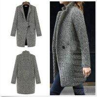 Fashion model shop 2023 ฤดูใบไม้ร่วงฤดูหนาวผู้หญิงเสื้อโค้ตตัวยาว Houndstooth ยาว Overcoat เสื้อแจ็กเก็ตแบบมีปก Thicken เสื้อคลุมกันหนาว