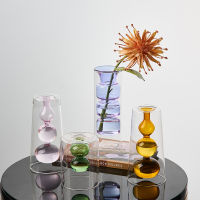 Glass Vases for Home Decor for Fower Arrangements Colorful Home Decore Table Decoration Living Room Plant Pots Terrarium Decor