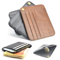 【CC】☇✵☫  Male Leather Credit Business Card Thin ID Holder Small Cardholder Purse Men