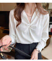 เสื้อเชิ้ตแขนยาวสตรี Kameja Chiffon Shirt เสื้อเชิ้ตลำลองหลวม ๆ