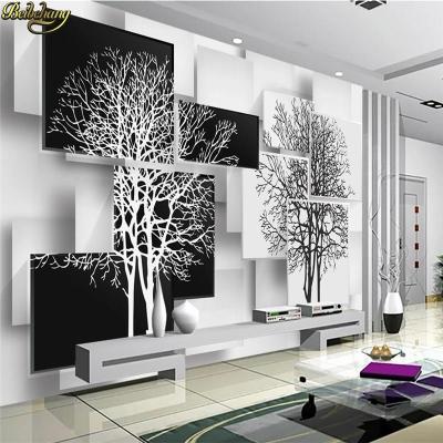 【☸2023 New☸】 shang815558 Beibehang 3d ผนังกระดาษทีวี3d ต้นไม้ใหญ่สีดำและสีขาวภาพติดผนังวอลล์เปเปอร์ภาพถ่ายตามสั่ง Papel De การตกแต่งบ้าน