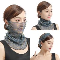 【CC】 Female Pullover Thin Neck Scarf Veil Silk Scarves Masks Gauze Protection Print Neckerchief