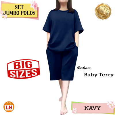 เสื้อโปโลผู้หญิงกางเกงขาสั้นกางเกงลำลองไซส์จัมโบ้ธรรมดาใหม่ล่าสุดราคาถูกที่สุดขายดีที่สุด LMS 23243 23247