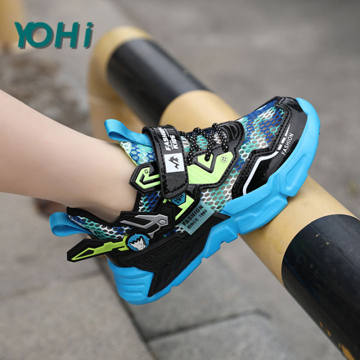 รองเท้าผ้าใบเด็กสไปเดอร์แมนสำหรับเด็กผู้ชาย-รองเท้าวิ่งสไตล์เกาหลีกันลื่นน้ำหนักเบารองเท้ากีฬาตาข่ายสำหรับเด็กวัยรุ่นชาย