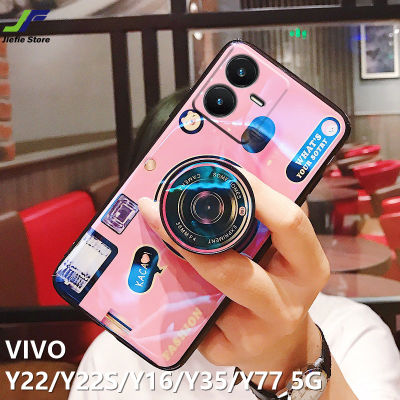 JieFie สำหรับ VIVO Y22 / Y22S / Y16 / Y35 / Y77 5กรัมบลูเรย์กล้องโทรศัพท์กรณี Soft TPU กันกระแทกโทรศัพท์ปกคลุมด้วยขาตั้ง