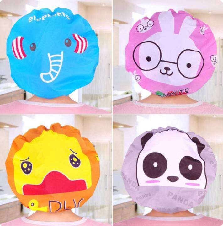 หมวกอาบน้ำ-หมวกคลุมผมอาบน้ำ-กันน้ำ-ลายการ์ตูนน่ารัก-shower-cap-เลือกลายได้-ส่งฟรี-ใช้ร่วมกับคูปอง