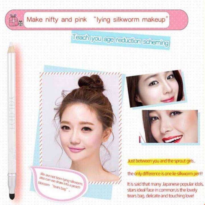 white-ดินสอเขียนขอบตาพร้อมหัวฟองน้ำ-perfect-double-head-cosmetic-pencil-เนื้อครีมแบบเหลา-เขียนง่ายเพื่อความสว่างสดใส