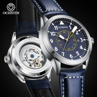 ZZOOI OCHSTIN Calendar Man Wristwatch Automatic Mechanical Male Clock Top Brand Luxury Sport Military Genuine Leather Men Watch 62028