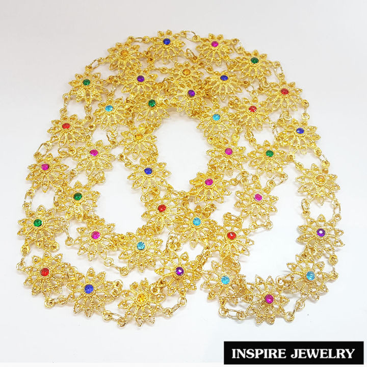 inspire-jewelry-สร้อยสังวาลย์-แบบโบราณ-สีทอง-สวยงาม-สำหรับชุดไทย