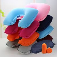 U-Shaped Inflatable Pillow Portable PVC Nylon Air Pillows Camping Sleep Cushion Travel Beach Car Hiking Plane Head Rest Support Travel pillows