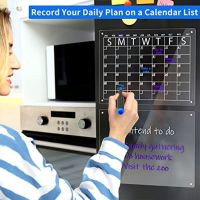 ▥❦ Magnetic Fridge Calendar Clear Acrylic Magnetic Calendar Board Planner Daily Weekly Monthly Schedule Dry Erase Board For Home