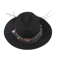 Spring Summer Bohemia Style WomenS Jazz Caps Hats With Wide Birm Women Straw Vintage Hat Floppy Sun Beach Church Cap