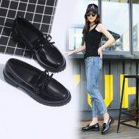 READY STOCK Womens Oxfords British PU Flats Round Toe Slip-on Casual Shoes