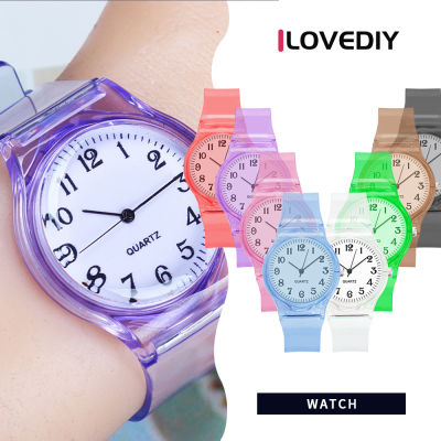 ILOVEDIY นาฬิกาซิลิโคนคุณภาพสูงนาฬิกาควอตซ์รุ่นเจลลี่ผู้หญิง,นาฬิกานักเรียนสีลูกกวาดใสน่ารักเป็นมิตรต่อสิ่งแวดล้อม