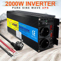 เครื่องชาร์จเครื่องแปลงไฟคลื่นไซน์บริสุทธิ์2000W/4000W แหล่งจ่ายไฟสำรองที่ถูกก่อกวนไม่ได้ UPS DC 12V ไปยัง AC 220V จอแสดงผลแอลอีดีรับประกันสินค้าสไตล์ใหม่