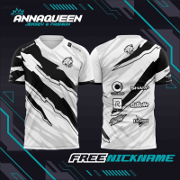 2023 New JERSEY BAJU GAMING TIM EVOS ESPORT WHITE BLACK VERSION / FREE FIRE / MOBILE LEGENDS / AOV / PUBG FREE NICKNAME - ANNAQUEEN Unisex T-shirt 【Free custom name】