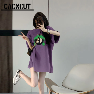 CACNCUT เสื้อยืดแขนสั้นสำหรับผู้หญิง,ใหม่สำหรับฤดูร้อนขนาดขนาดใหญ่เอ็มเอ็มพิเศษเสื้อผู้หญิงพร้อมผ้าคลุมหน้าท้องทรงหลวมบาง100กก.