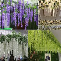 [HOT QINLXKLWGGH 554] ประดิษฐ์ Wisteria เท็จสีม่วงเพดานดอกไม้หวายแต่งงานครอบครัวสวนโรงแรมทางเดินห้องนั่งเล่นสำนักงานตกแต่ง