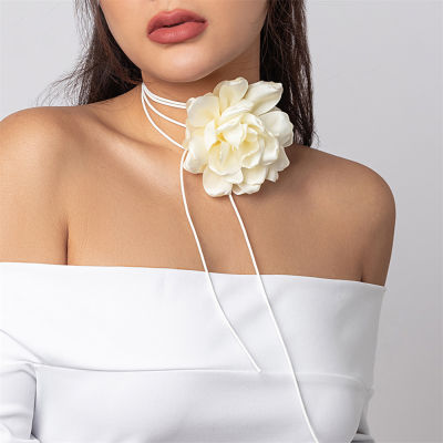 Mariage Jewelry Accessories Floral Statement Necklace Vintage Flower Necklace Clavicle Chain Necklace Adjustable Rope Necklace