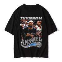 ALLEN Iverson ยุโรปและอเมริกาสไตล์ Everson เสื้อยืดแขนสั้นครึ่งแขนสไตล์ฮิปฮอปสไตล์สตรีท