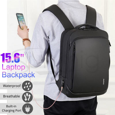 TOP☆Business Water Resistant Polyester Laptop Backpack With USB Charger Fit for 15.6 Inch For Man Large Capacity Messenger Bag For School Black Multi functional Daypack For Woman